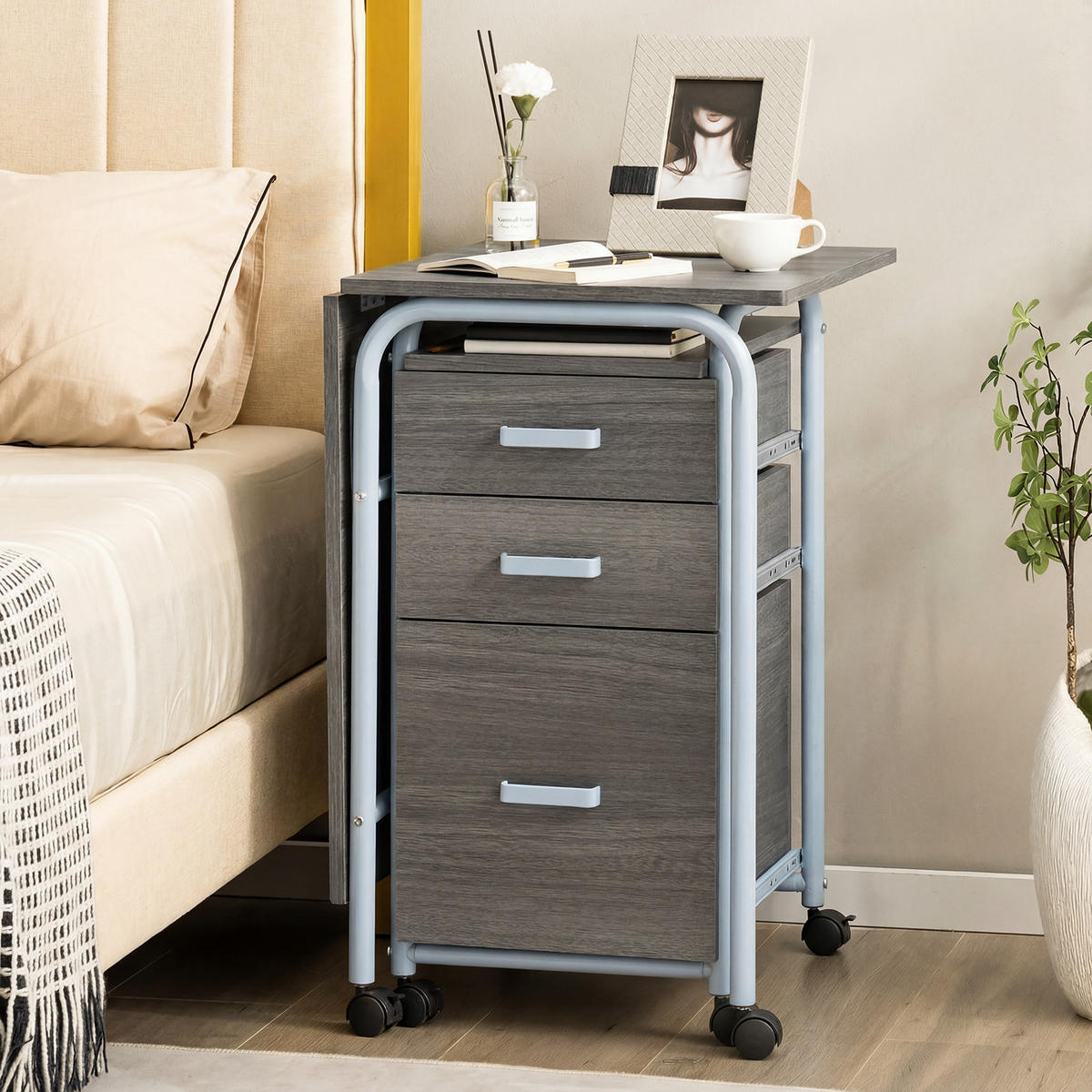 COMPUTERTISCH Grau - Grau, Holzwerkstoff (50/105/74cm) - COSTWAY