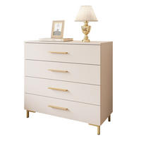 KOMMODE LINA KASCHMIR 4S mit Schubladen und LED-Beleuchtung Goldene Beine und Griffe - Kaschmir/Goldfarben, Holzwerkstoff (95/86/40cm) - Lookway
