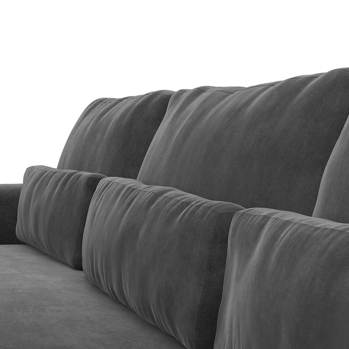 ECKSOFA mit XXL-Longchair - Schwarz/Grau, Kunststoff/Textil (323/182cm) - home24