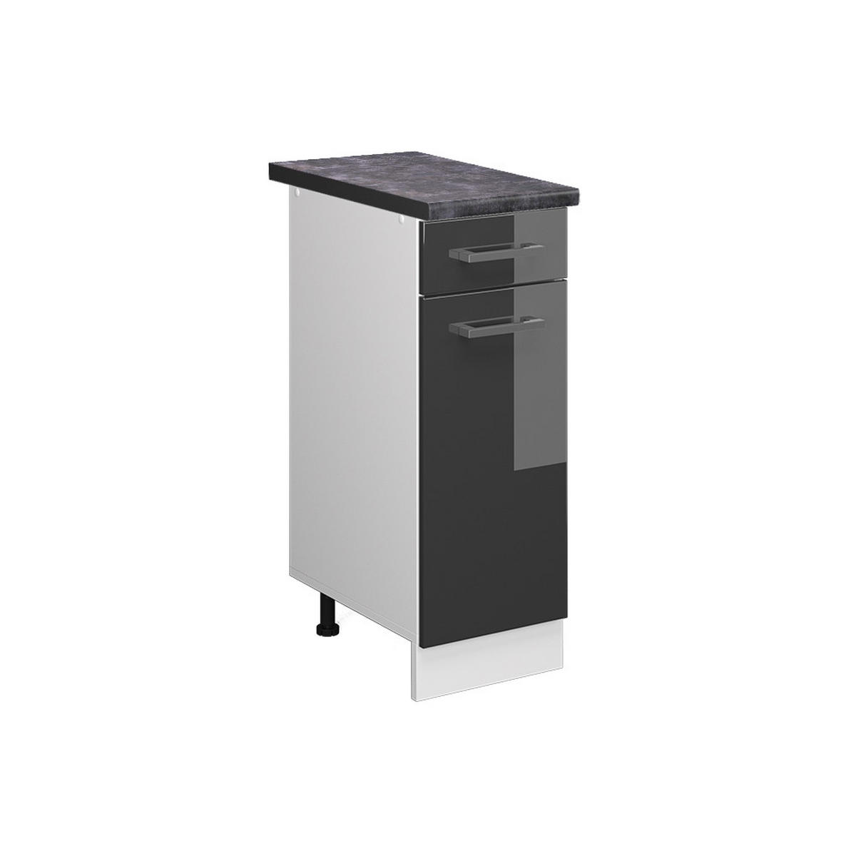 KÜCHENUNTERSCHRANK R-Line Anthrazit Hochglanz 30 cm, AP Anthrazit - Schwarz Hochglanz/Anthrazit, Holzwerkstoff (30/81.6/60cm) - Vicco
