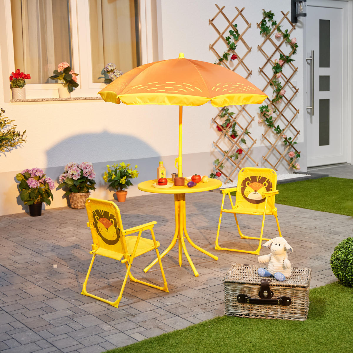 CAMPING-KINDERSITZGRUPPE - Gelb, Kunststoff/Textil - Relaxdays
