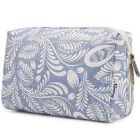KULTURTASCHE Blaues Blatt 22 x 15 x 10 cm - Multicolor, Textil (17/9.9/22.9cm)
