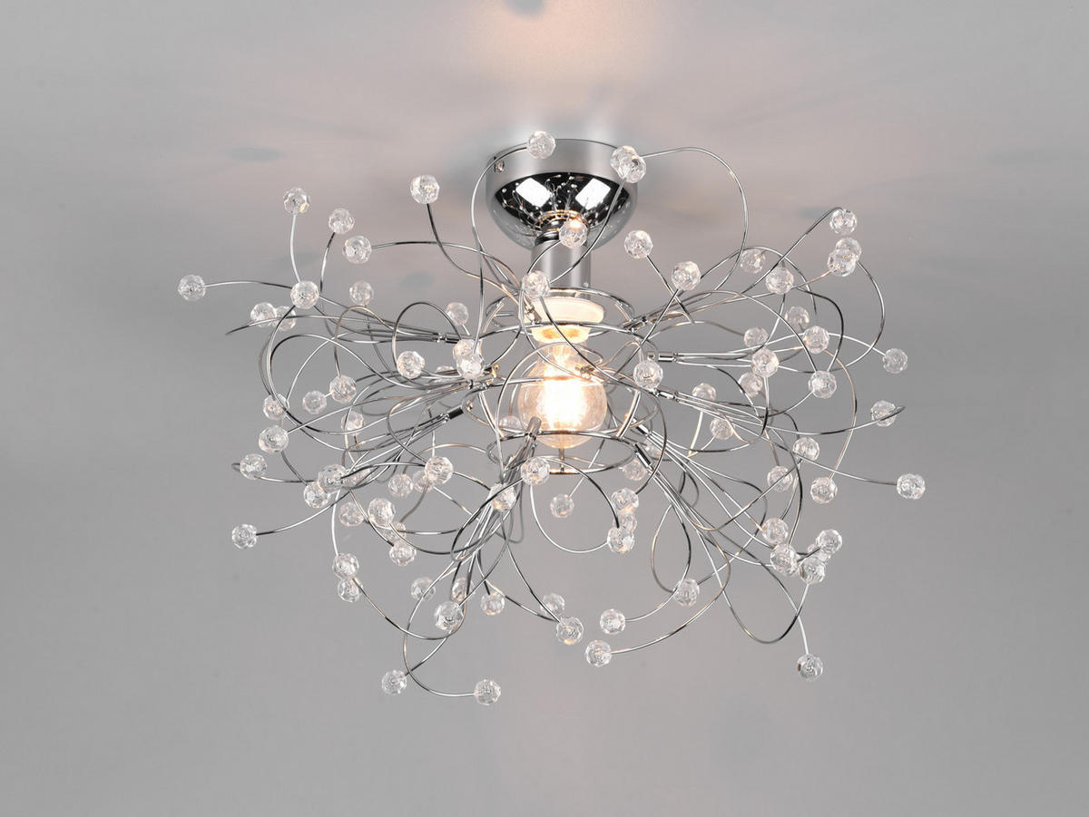 LED-DECKENLAMPE Ø52cm, Silber Kristall - Chromfarben/Transparent, Kunststoff/Metall (52/52/35cm) - meineWunschleuchte