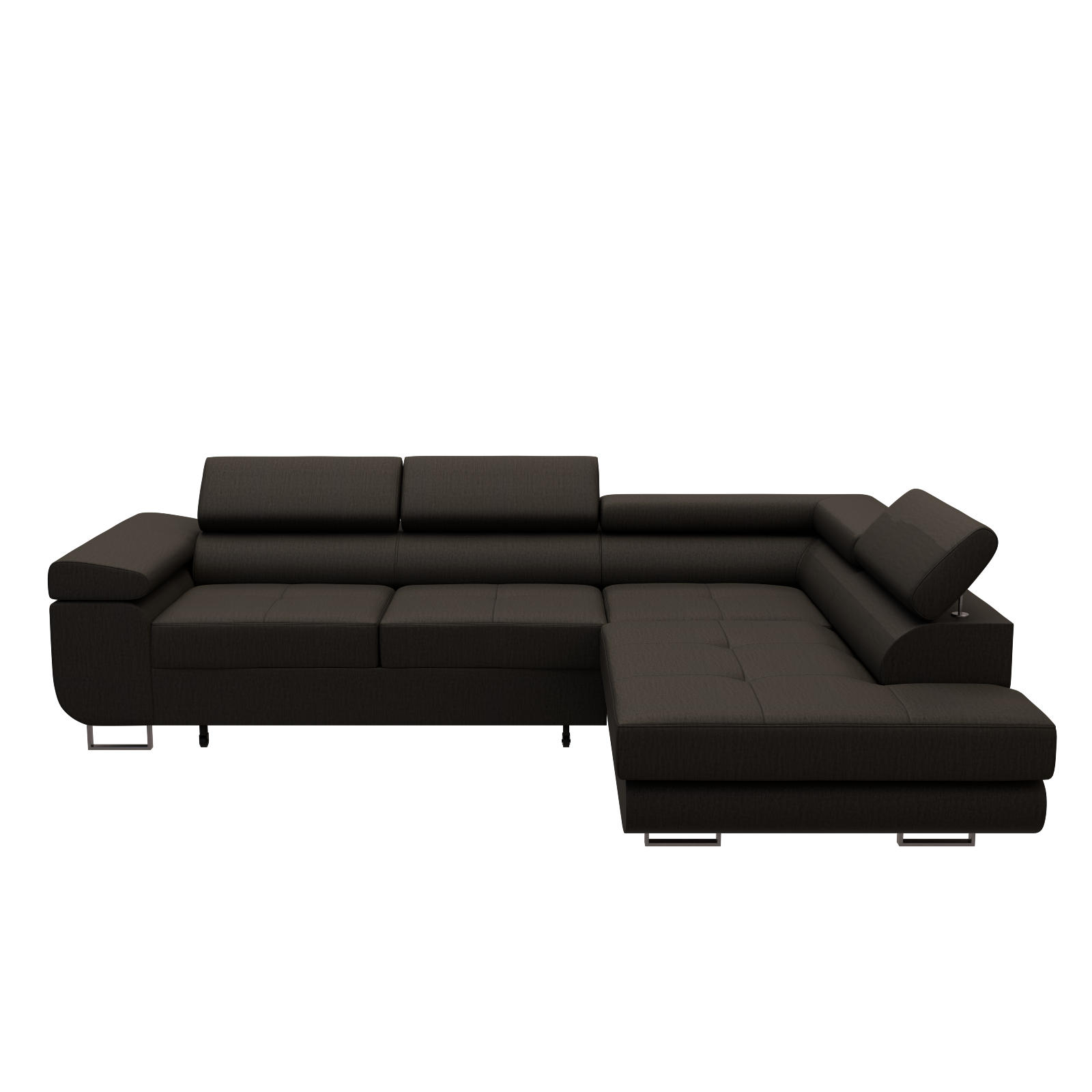 ECKSOFA VEMO EDGE Rechts Dunkelgrau Velour-Stoff mit Bettkasten und Schlaffunktion - Dunkelgrau, Textil (270/200cm) - Barchello