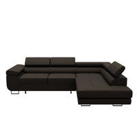 ECKSOFA VEMO EDGE Rechts Dunkelgrau Velour-Stoff mit Bettkasten und Schlaffunktion - Dunkelgrau, Textil (270/200cm) - Barchello