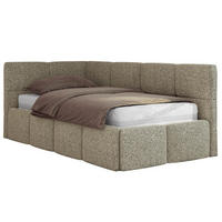 JUGENDBETT ARVO 90/200 - Dunkelbeige Strukture - Pocket-Matratze - Links Seite - Bronzefarben, Textil (90/200cm) - MKS