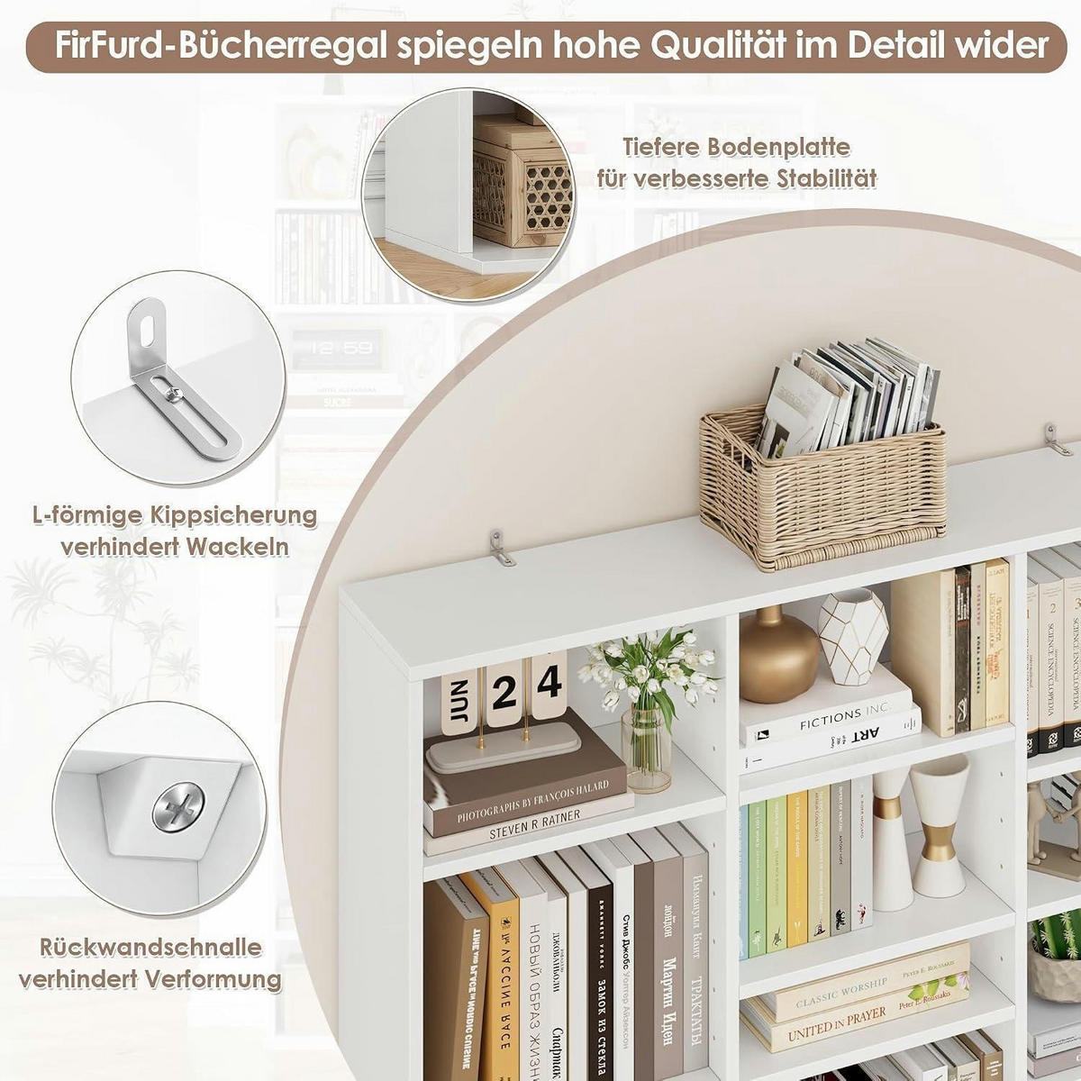 BÜCHERREGAL weiß 102,5 x 23,5 x 190 cm - Weiß, Holzwerkstoff (102.5/190/23.5cm)