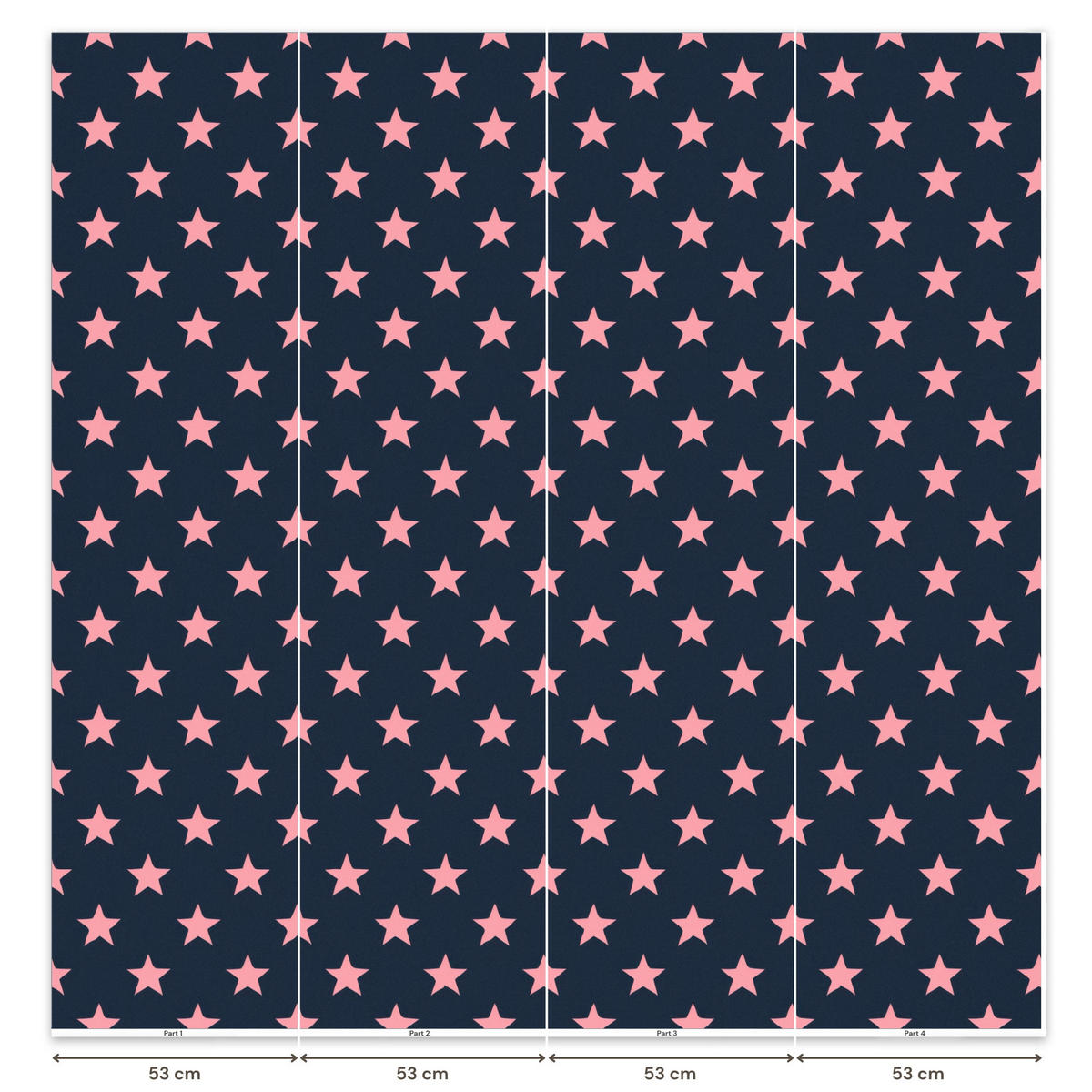 KINDERTAPETE - Muster - Sterne - Rosa - 200x220 cm - Anthrazit, Papier (200/220cm) - OnlyWow