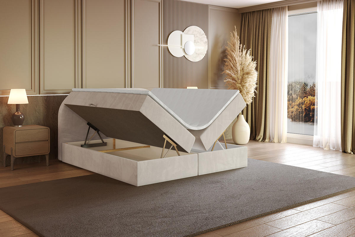 BOXBETT mit Matratze H3 und Lattenrost - NOX - 160x200 - Beige Casablanca - Beige, Holzwerkstoff/Kunststoff (160/200cm) - ALTDECOR