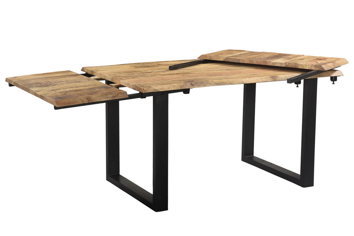 ESSTISCH LORE Holz Akazie - Schwarz/Naturfarben, Holz/Metall (140/90/77cm) - KAWOLA