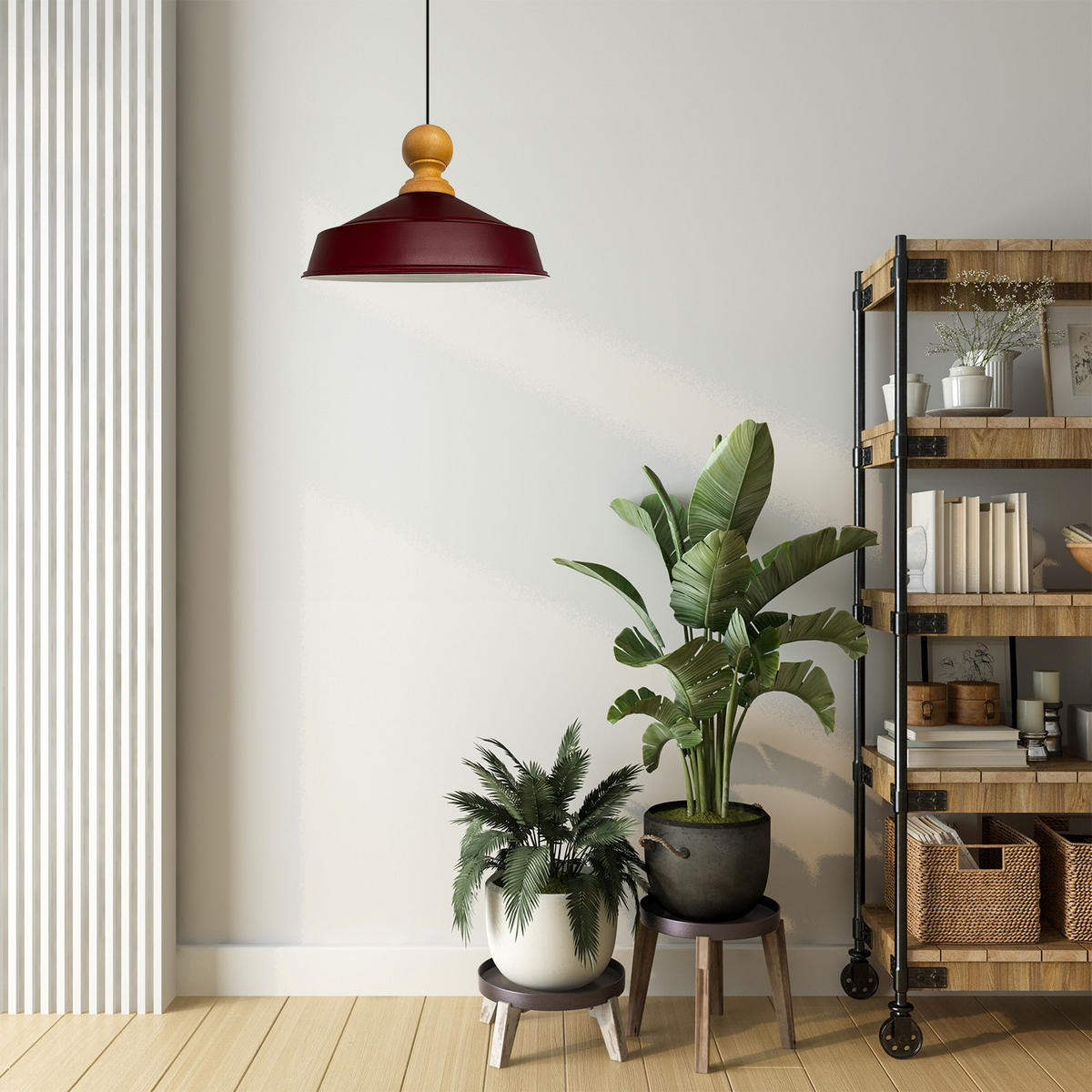 PENDELLEUCHTE Asletl 40/30 cm - Dunkelrot, Metall (40/30cm) - Bamyum