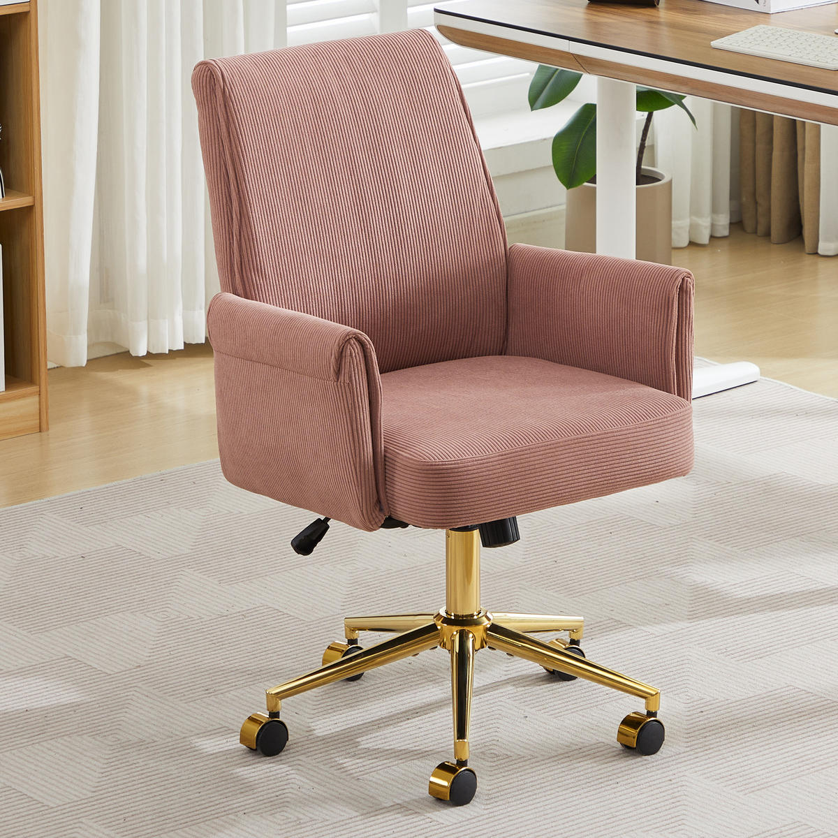 DREHSTÜHLE Stoff ergonomisch höhenverstellbar Rückenlehne - Pink, Metall (61/107/64cm) - SHOPENTRA