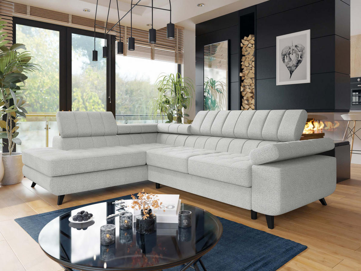 ECKSOFA Nord Premium, Seite: Links - Anthrazit/Silberfarben, Holz/Textil (264/203cm) - MIRJAN24