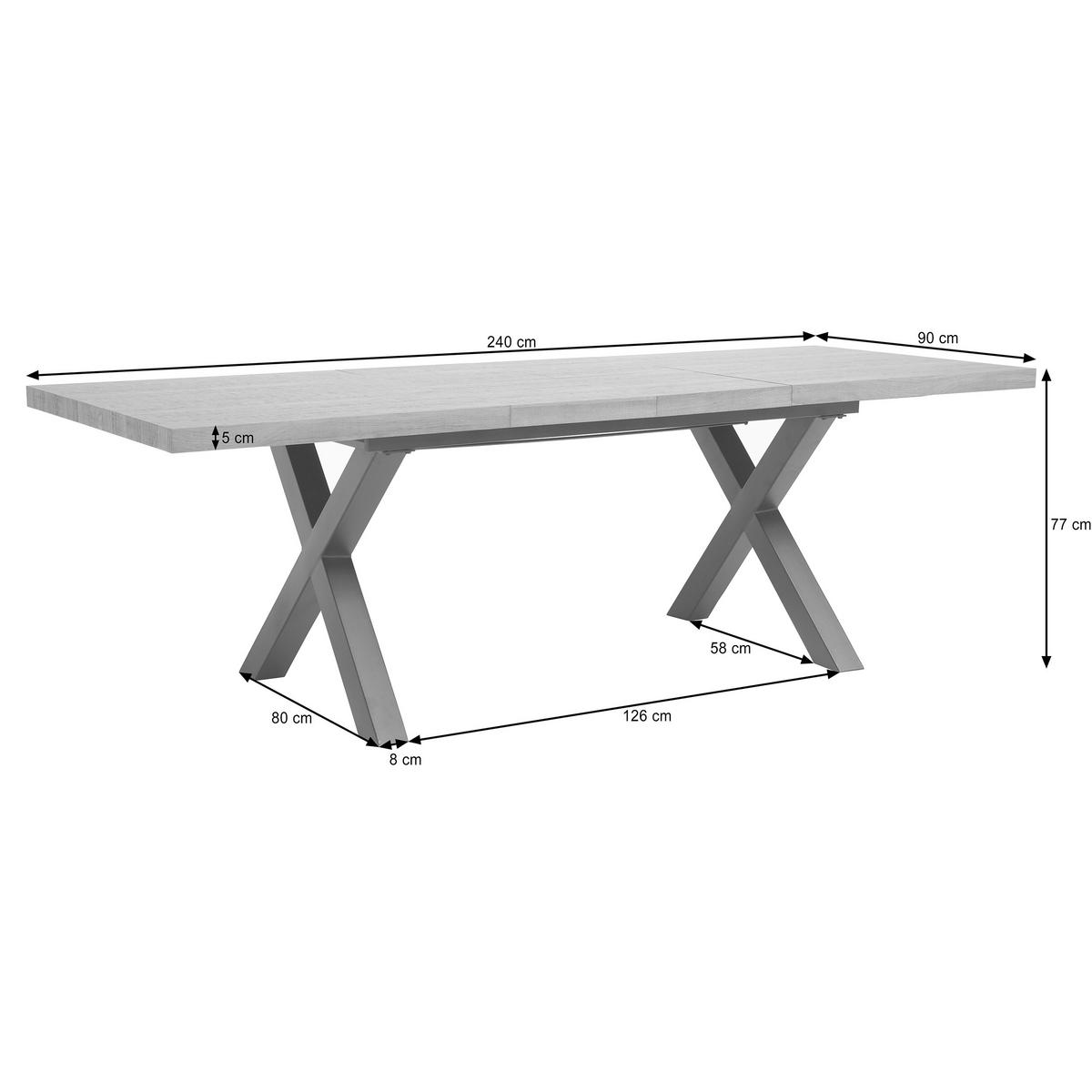 JÍDELNÍ STŮL Tavero, obdélníkový, rozkládací, 160–240 cm, dubová barva - černá/barva dubu, kov (90/160/77cm) - Beautysofa