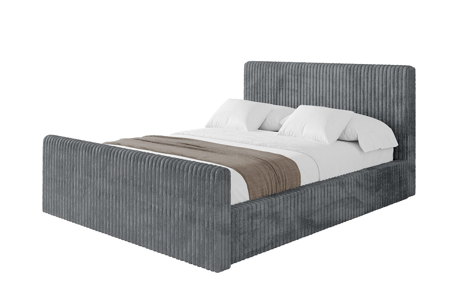 POLSTERBETT mit Bettkasten, Fußteil und Lattenrost, Boxbett mit Matratze H3/H4 - ALOVA-Z-V1 160x200 Dunkelgrau - Dunkelgrau, Holzwerkstoff/Textil (160/200cm) - ALTDECOR