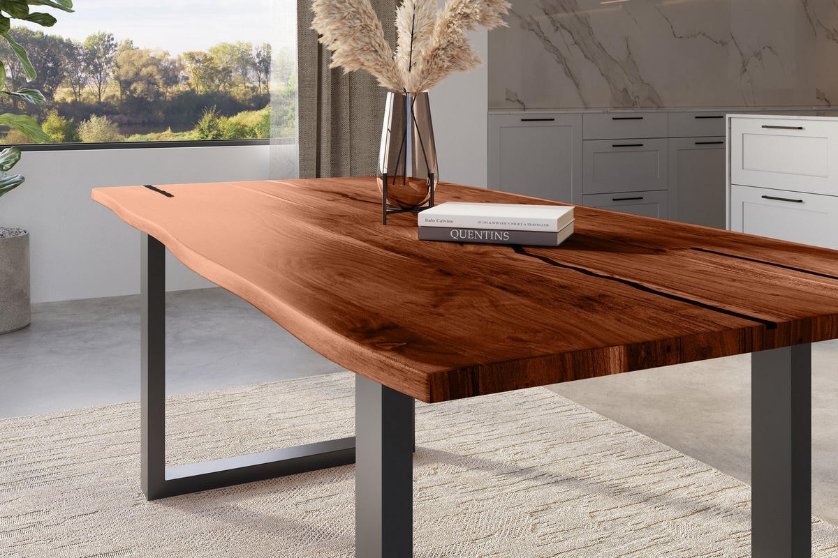 ESSTISCH POLLY - Schwarz/Braun, Holz/Metall (100/220/77cm) - SAM
