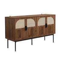 KOMMODE 140/40/80 cm mit 4 Türen und Soft-Close im Rattan-Look - Naturfarben, Holzwerkstoff (140/80/40cm) - BEAOK