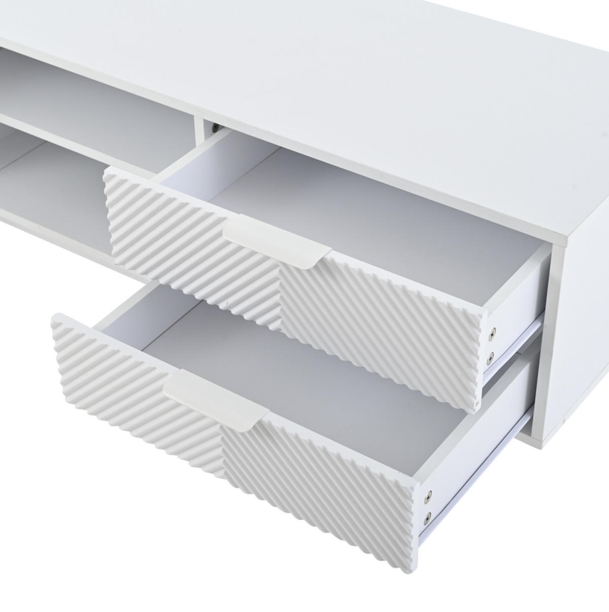 LOWBOARD 200/40/50.5 cm Weiß aus Spanplatte mit 2 Türen und 2 Schubladen - Weiß, Holzwerkstoff (40/50.5/200cm) - OKMYHOME