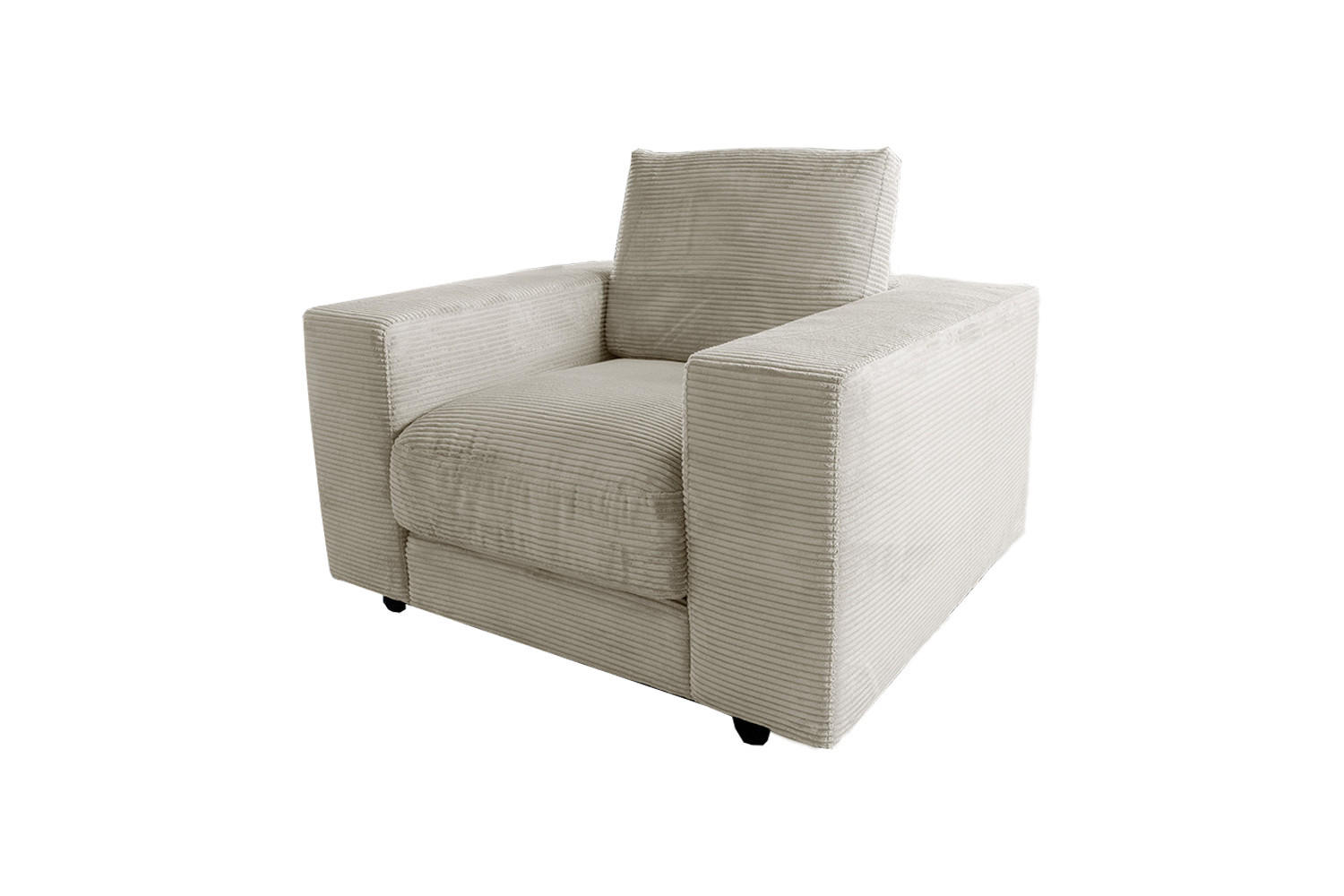 SESSEL MADELINE Cremeweiß Cord - Creme/Schwarz, Kunststoff/Textil (119/88/106cm) - KAWOLA