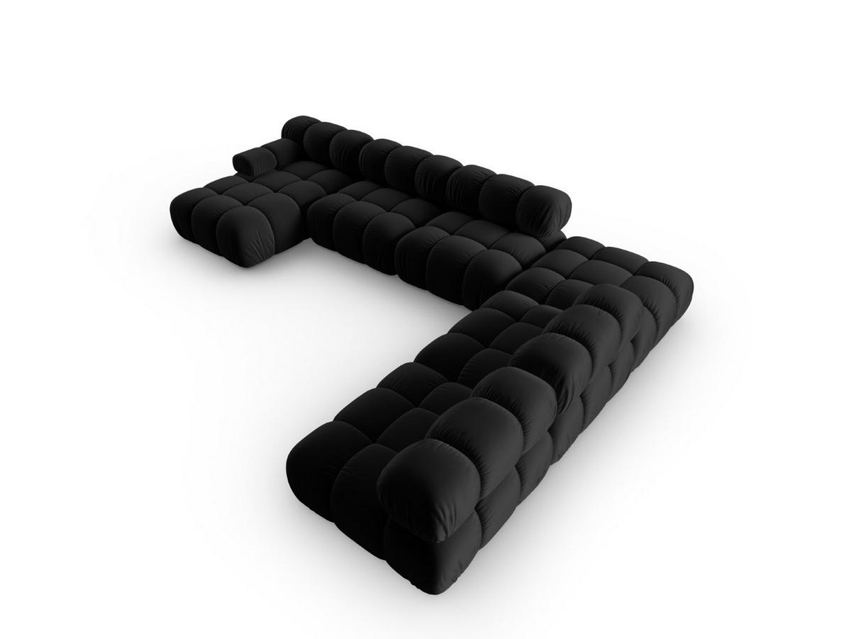 MODULARES-PANORAMASOFA rechts Bellis aus Samt schwarz 7 Sitzplätze - Schwarz, Textil (282/63/379cm) - Micadoni