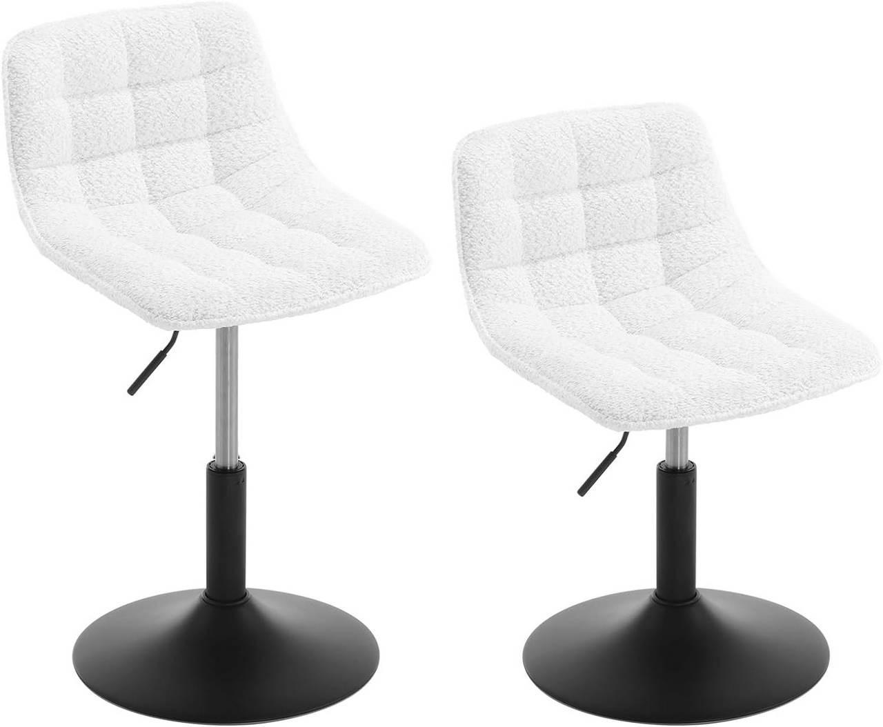 BARHOCKER 2er Set aus bequemer Chenille, Metall, Weiß - Schwarz/Weiß, Kunststoff/Textil (42.5/60.5/45cm) - Woltu