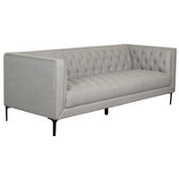 SOFA Troia 3-Sitzer Chesterfield-Details - Hellgrau/Schwarz, Textil/Metall (205/74/85cm) - Mr. Deko