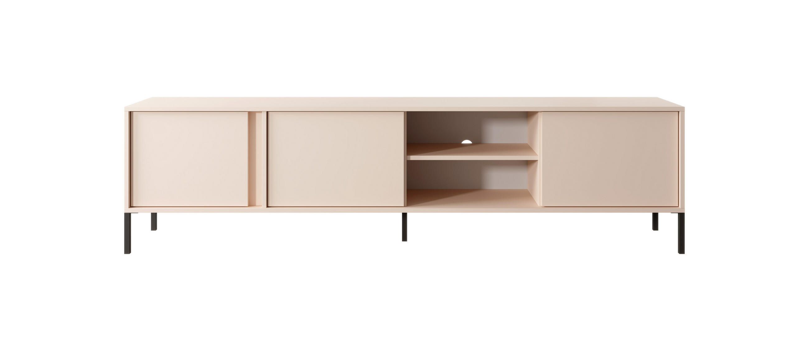 TV-SCHRANK Holen Beige, dreitürig mit schwarzen Beinen - Beige/Schwarz, Holzwerkstoff/Metall (203/53/40cm) - Bettso