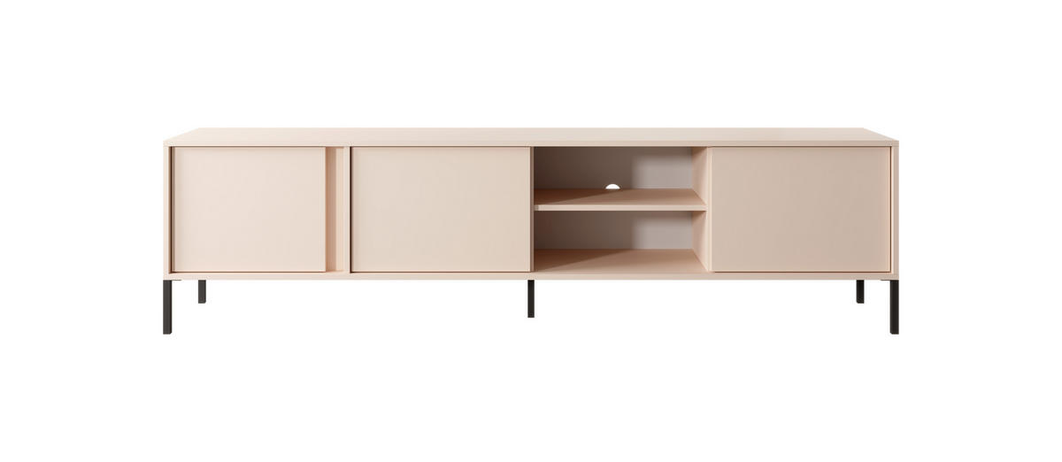 TV-SCHRANK Holen Beige, dreitürig mit schwarzen Beinen - Beige/Schwarz, Holzwerkstoff/Metall (203/53/40cm) - Bettso