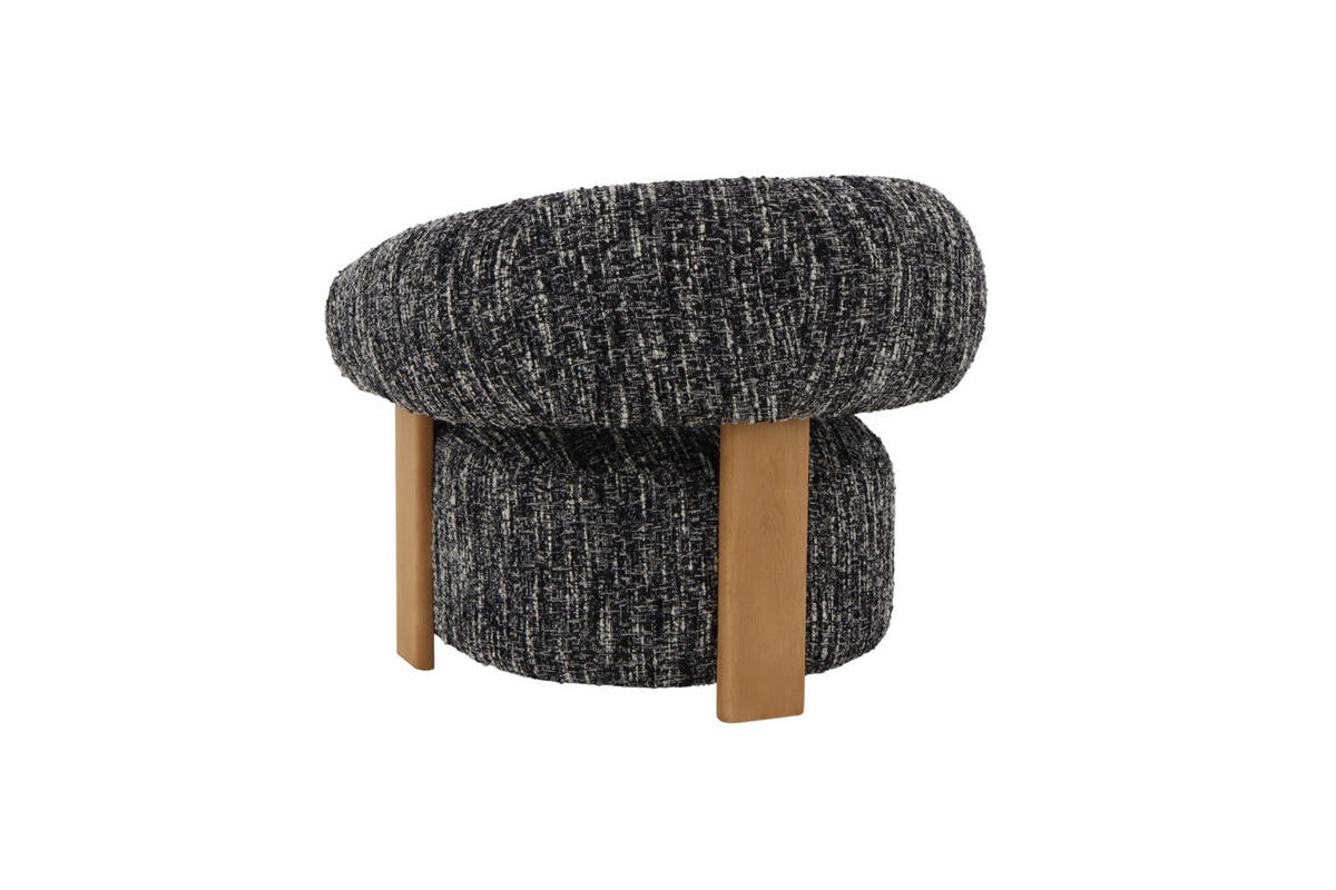 SESSEL Nature, Natur Massiveiche + schwarz-weißer Stoff - Multicolor, Holz (92/79/80cm) - WOODEK