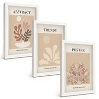 BILDER SET 3er Set - 20x30 cm Weißer Rahmen - Pflanzenmotive beige braun - Weiß, Kunststoff (20/30cm) - TULUP