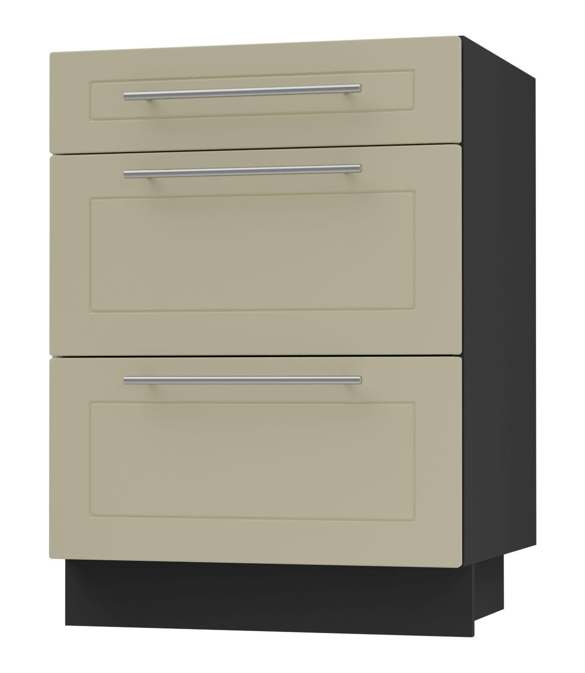 Feldmann-Wohnen Schubladenunterschrank Creme, Schwarz 60x82x50 cm