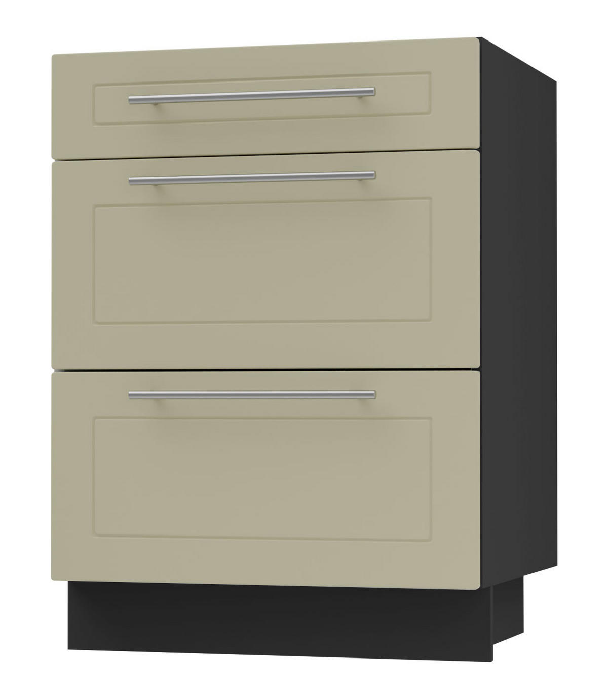 SCHUBLADENUNTERSCHRANK Kvantum D3M/60 60 / 50 / 82cm - Creme/Schwarz, Holz/Holzwerkstoff (60/82/50cm) - Feldmann-Wohnen