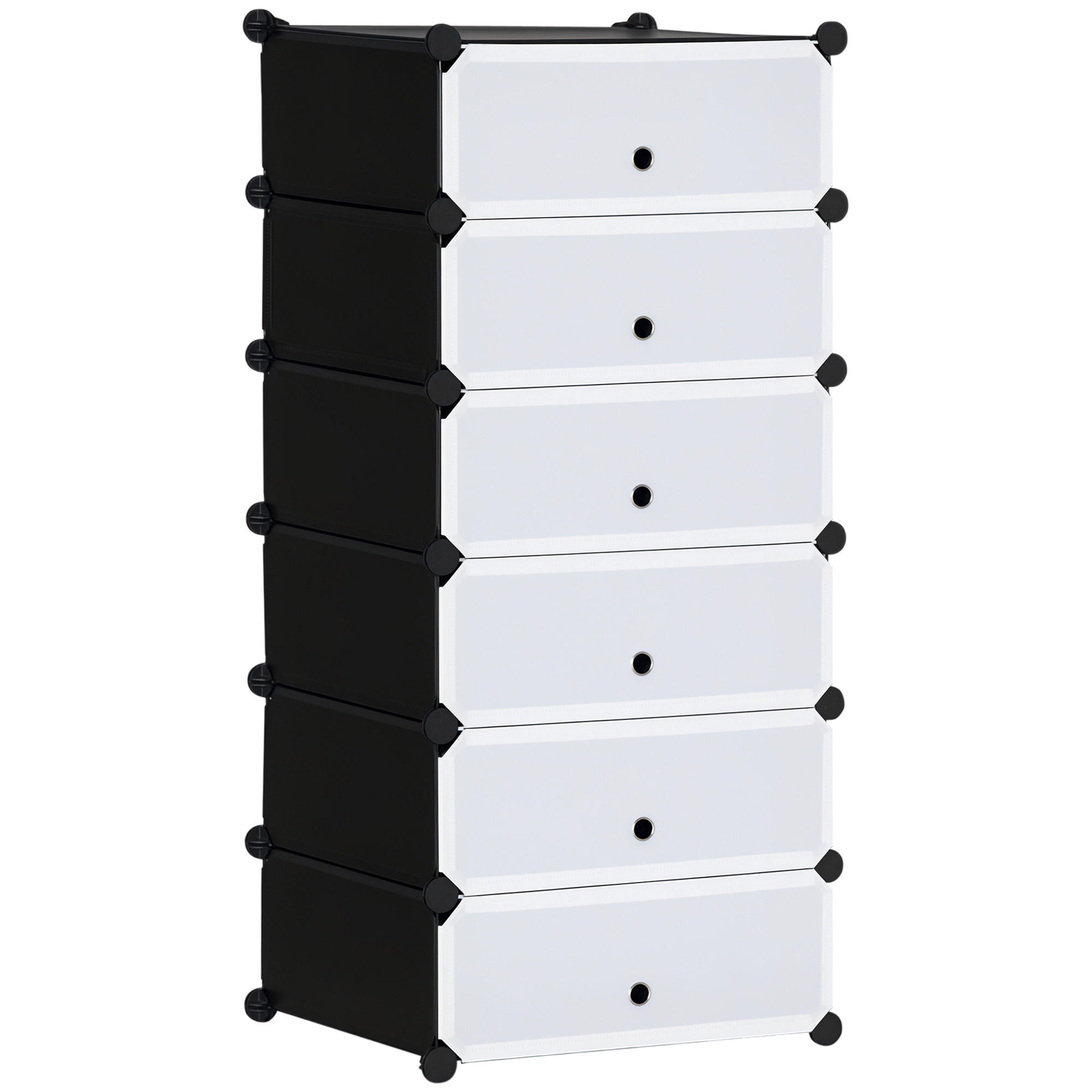SCHUHSCHRANK Weiß 6 Fächer 49/36,5/108 cm - Weiß, Kunststoff (49/108/36.5cm) - PANGIVO