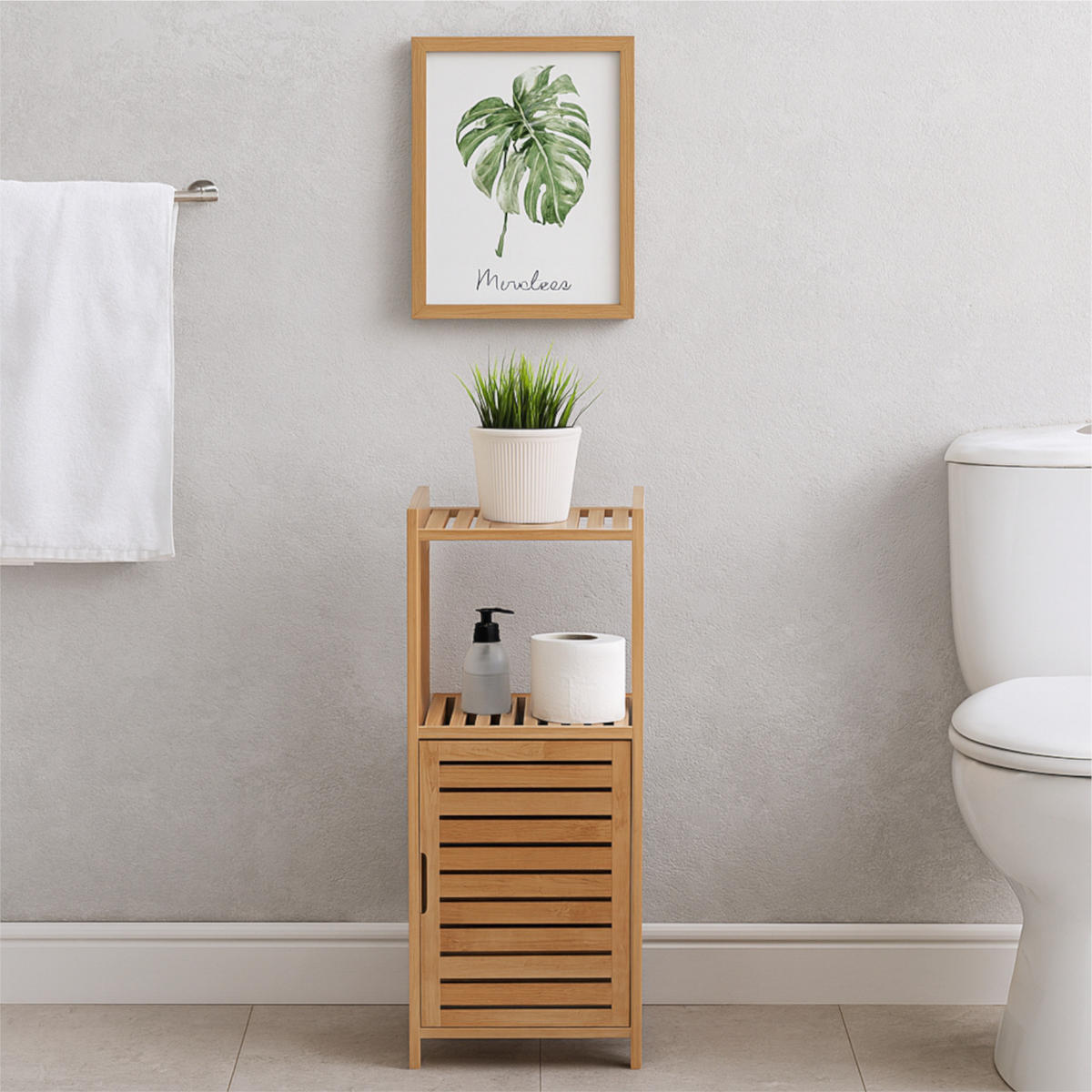 BADREGAL Bambus Naturfarben Schrank 80x33x28,5 cm - Naturfarben, Holz (33/80/28.5cm) - Begryf