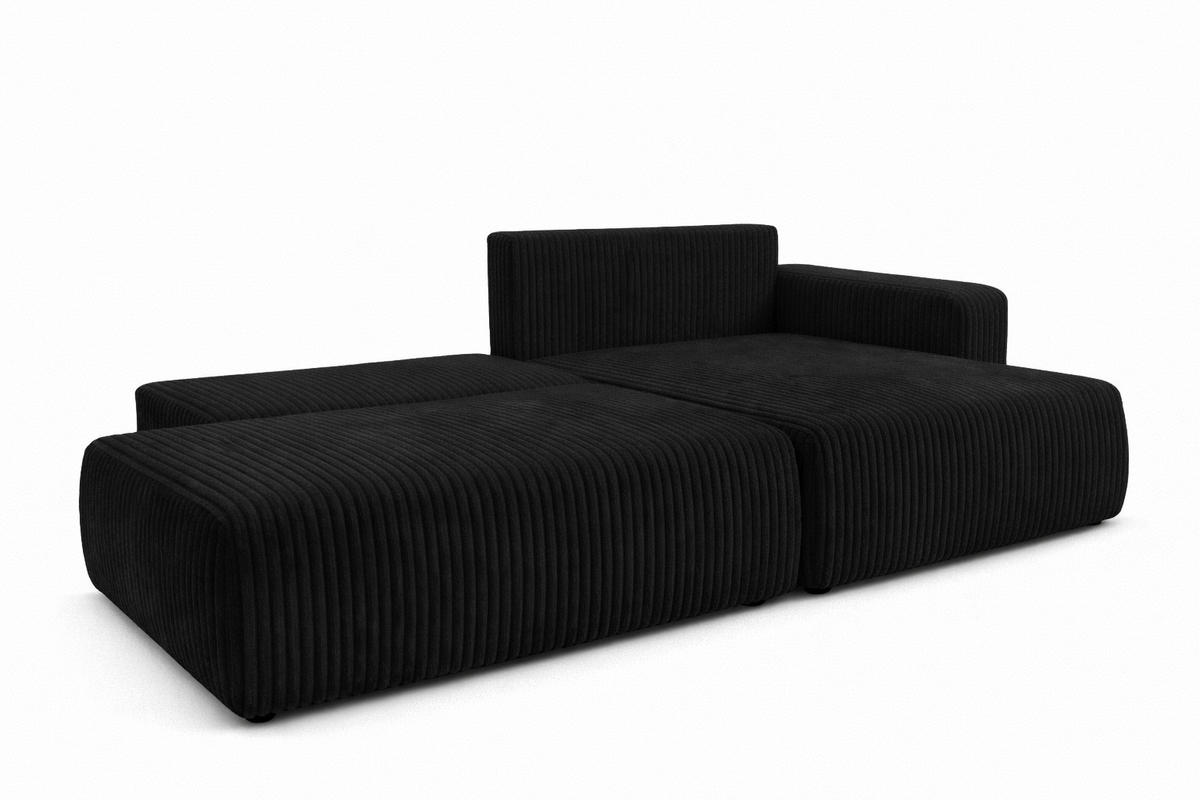 ECKSOFA Mit Schlaffunktion Und Bettkasten, Cordstoff Tilia, Schwarz, Rechts, OPEN XL - Schwarz, Holz (262/145cm) - Kaiser Möbel