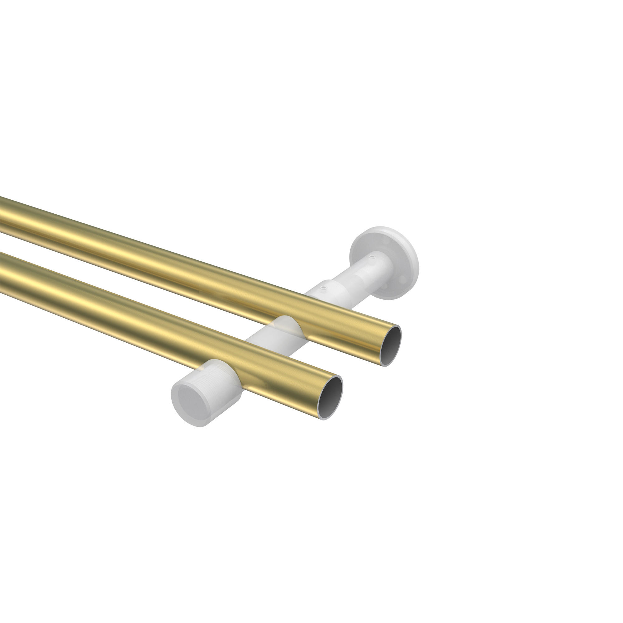 GARDINENSTANGE Prestige Santo 160 cm, 2-läufig (ohne Ringe), 20 mm Ø Messing-Optik - Messingfarben, Metall (160cm) - INTERDECO