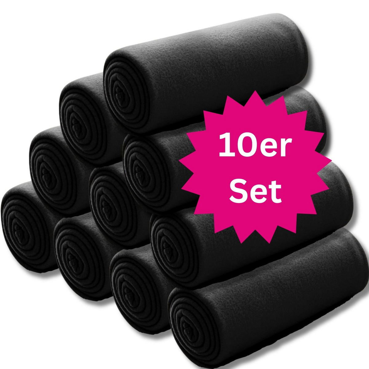 FLEECEDECKE 10er Set schwarz 130/160 cm Kettelrand Anti-Pilling - Schwarz, Textil (130/160cm) - wometo