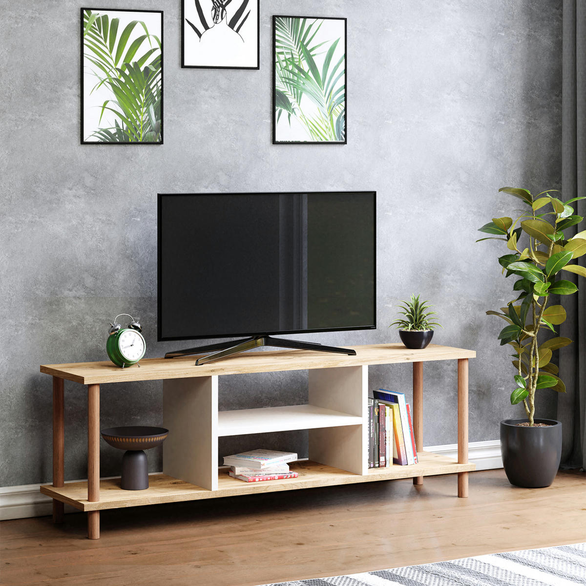 LOWBOARD Ærøskøbing - Beige, Holz/Holzwerkstoff (120/43/29cm) - [en.casa]