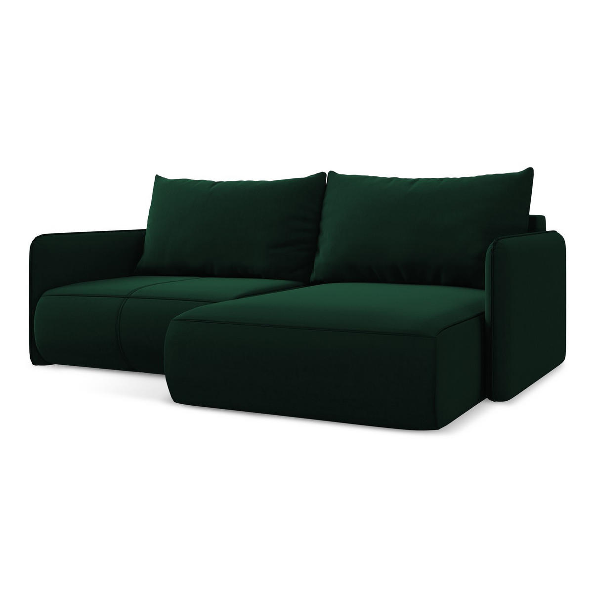 ECKSOFA mit Schlaffunktion Samt Stoff Grün - Dunkelgrün/Schwarz, Kunststoff/Textil (207/148cm) - LaMiaSofa