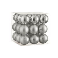 WEIHNACHTSBAUMSCHMUCK-SET 27-teilig Christbaumkugeln Silber Mix, Ø 8 cm, Kunststoff - Silberfarben, Kunststoff (40/40/40cm) - LAALU