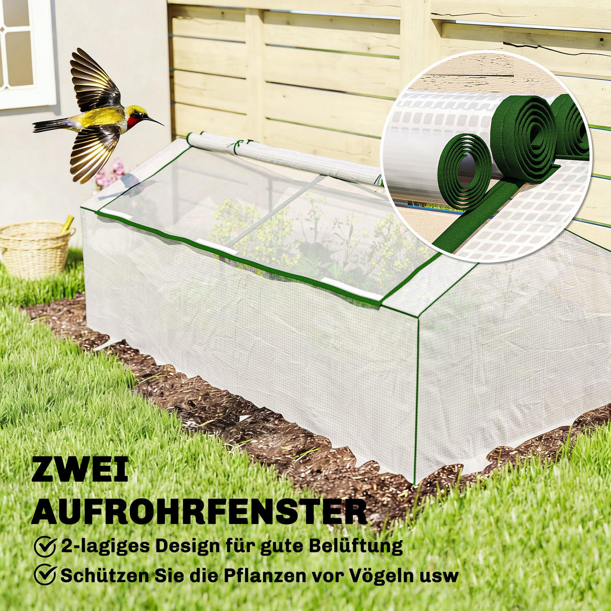 TOMATEN GEWÄCHSHAUS mit Rollfenster 180/90/70 cm - Weiß, Metall (90/70/180cm) - Outsunny