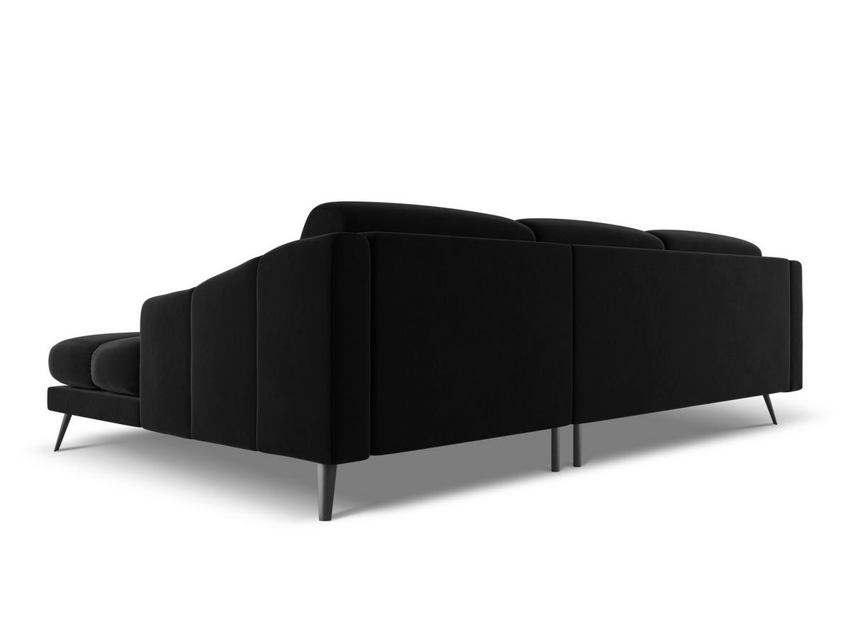 ECKSOFA Rechts Samt Stoff Schwarz - Schwarz, Textil/Metall (264/160cm) - Makamii