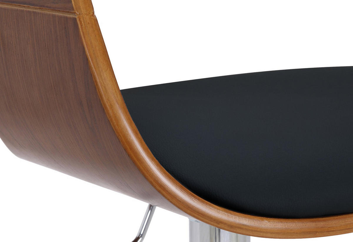 BARHOCKER Lederlook walnuss/schwarz - Walnussfarben/Schwarz, Textil/Metall (50/88/48cm) - CLP
