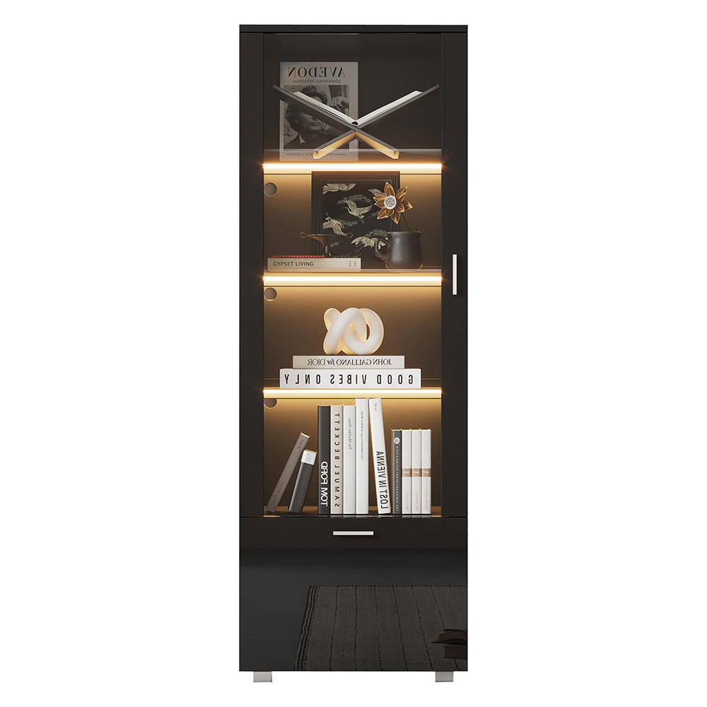 VITRINE mit 3 Fachböden in schwarz - Schwarz, Holz (40/120/50cm) - KOMHTOM