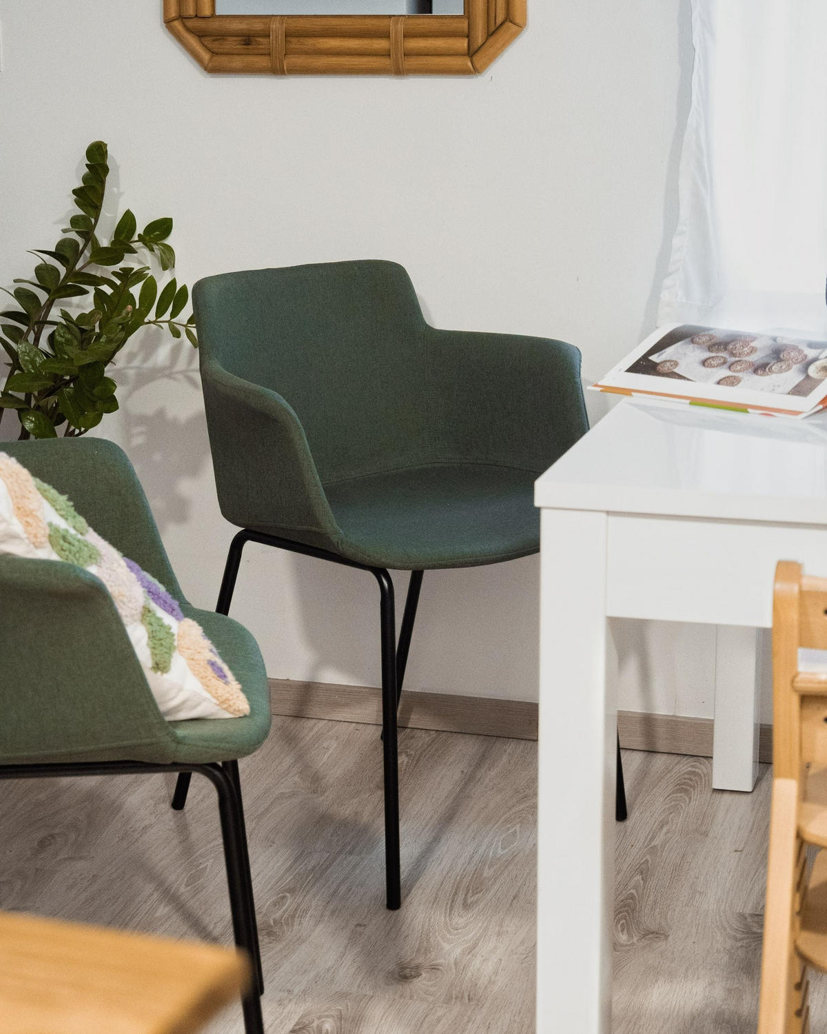 JÍDELNÍ ŽIDLE sada 2 ks Zelená Belfield - černá/zelená barva, textil (45/79/52cm) - Beliani