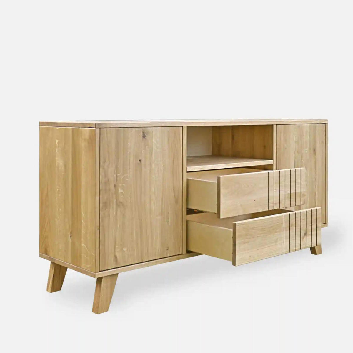 TV-SCHRANK aus Massivholz NESS - Eichefarben, Holz (150/75/40cm) - Rawood Furniture