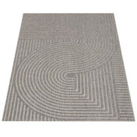 OUTDOOR Teppich Unifarben Spiralmuster Balkon, Terrasse schmutzabweisend Grau Rechteckig 160x230 - Grau, Textil (160/230cm) - KADIMA DESIGN