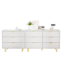 SIDEBOARD aus MDF 200x40x72 cm Weiß mit 9 Schubladen, modularer Aufstellung und goldfarbenen Metallbeinen - Weiß, Holzwerkstoff (200/72/40cm) - Modfu