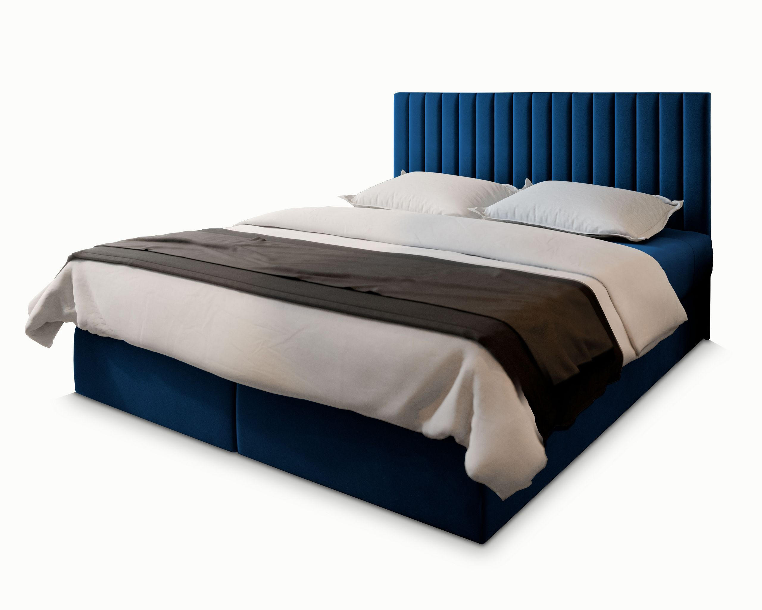 BOXBETT BRESEL 160x200 cm mit Matratze und Topper - Blau - Blau, Holz (160/200cm) - MASSENO