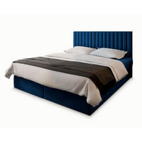 BOXBETT BRESEL 160x200 cm mit Matratze und Topper - Blau - Blau, Holz (160/200cm) - MASSENO
